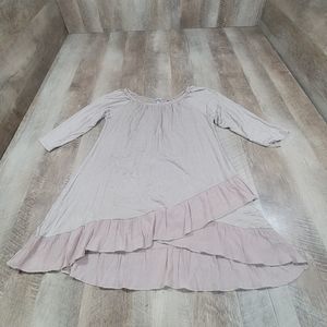 HoneyMe Women's 3/4 Sleeve Flowy Tunic Top Beige Medium